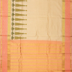 Taupe Handloom Chirala Silk Cotton Saree With Printed Floral Motifs