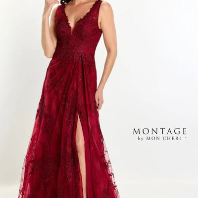 Montage M527 A Line Long Formal Beaded Evening Dress