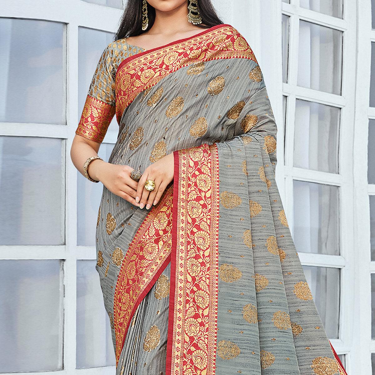 grey-festive-wear-woven-cotton-handloom-saree-135566