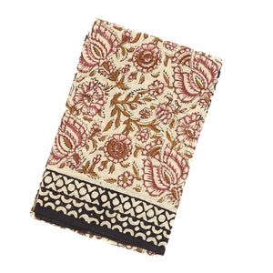 Beige Jaipur Cotton Saree Printed With Pink Floral Motifs