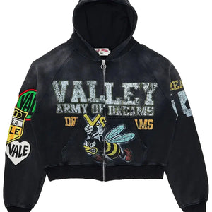 Vale Forever Valley Dreams Army Black Zip-Up Hoodie