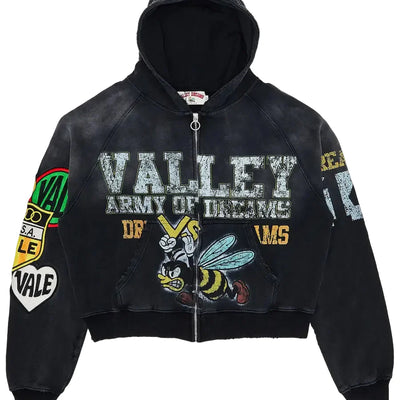 Vale Forever Valley Dreams Army Black Zip-Up Hoodie