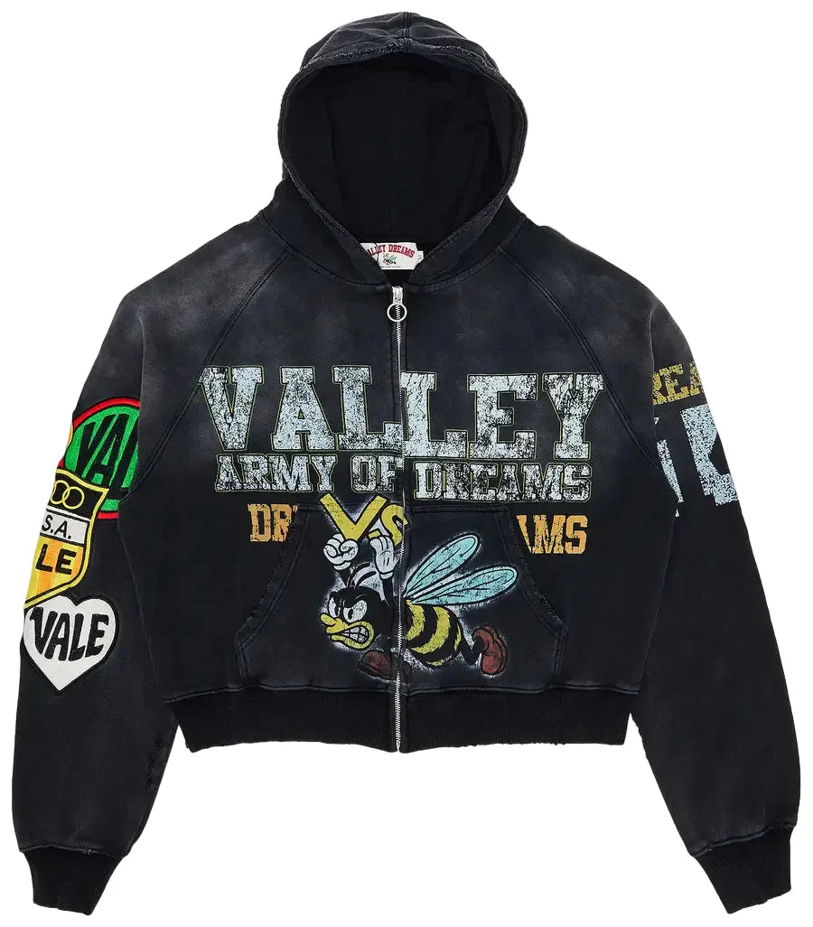 Vale Forever Valley Dreams Army Black Zip-Up Hoodie