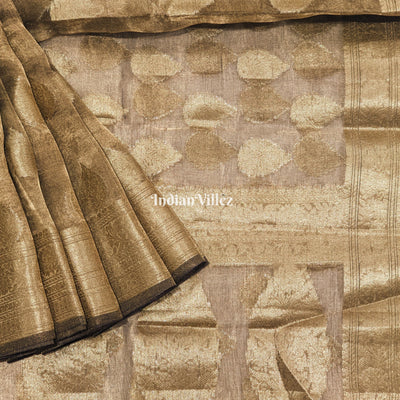 Army Green Zari Woven Banarasi Tissue Saree