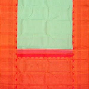 Mint Green Handloom Kanchipuram Korvai Silk Saree With Zari Stripes