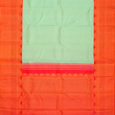 Mint Green Handloom Kanchipuram Korvai Silk Saree With Zari Stripes