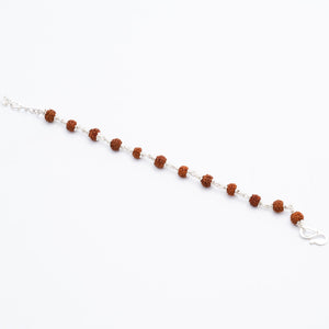 Rudraksha Silver Bracelet Single Line for Kids