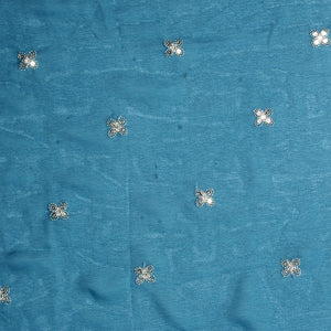 Ethnic Embroidered Flared Kurta with Palazzo & Dupatta - Teal Blue