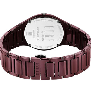 Titan Wine Ceramic Quartz Analog Maroon Dial Ceramic Strap Watch For Men 40.5mm 1696QC19