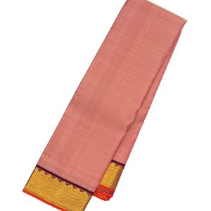 Dusty Pink Handloom Kanchipuram Silk Saree With Contrast Zari Border