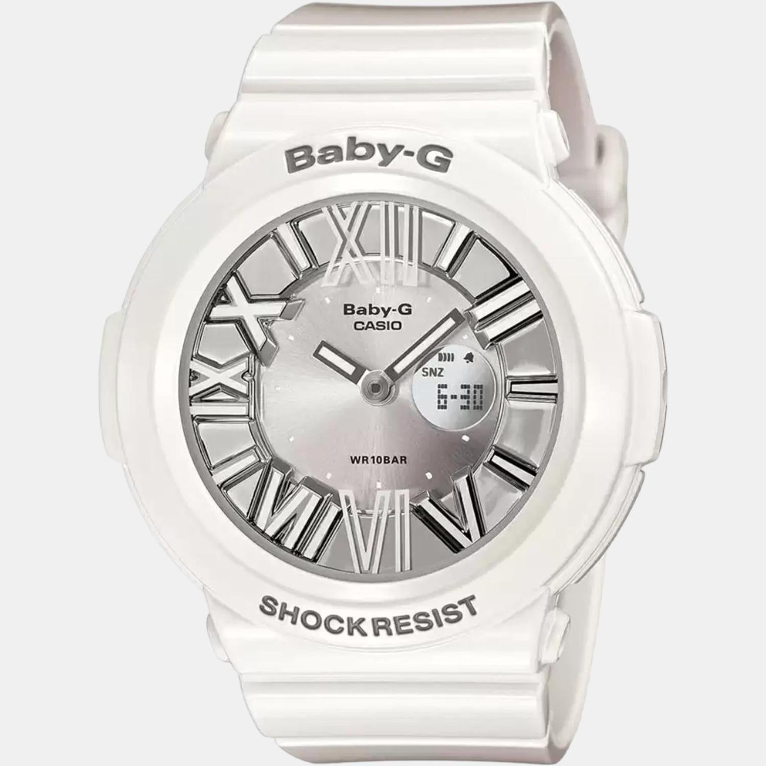 Baby-G Women Quartz Silver Dial Analog-Digital Leather Watch B145
