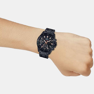 Edifice Men Quartz Black Dial Chronograph Stainless Steel Watch EX415