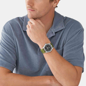 Defender Men Solar Black Dial Analog Nylon Watch FS5977