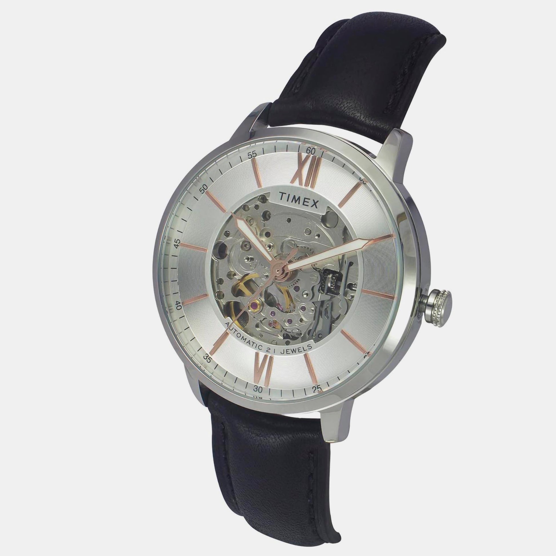 E Class Men Automatic Silver Dial Analog Leather Watch TWEG23500