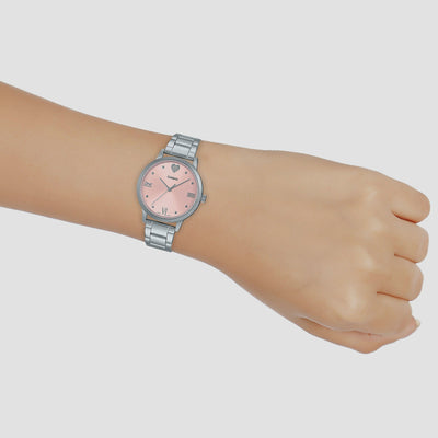 Enticer Women Quartz Pink Dial Analog Stainless Steel Watch A1991
