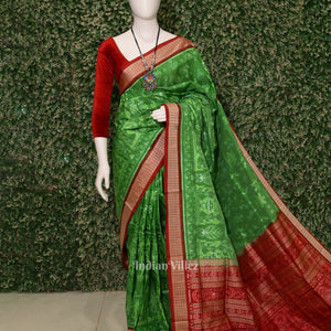 Green Odisha Ikat Tribal Exclusive Sambalpuri Silk Patta Saree