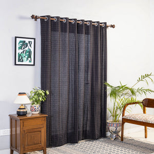 Black - Jacquard Weave Cotton Door Curtain (7 x 3 Feet) (single piece)