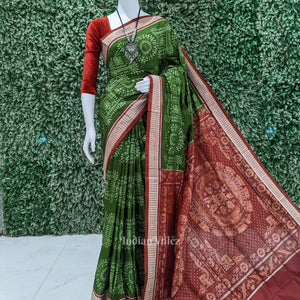 Mehendi Green Tribal Theme Sambalpuri Silk Saree