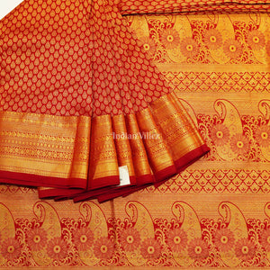 Exclusive Red With Golden Body Work Pure Kanjivaram Silk Saree