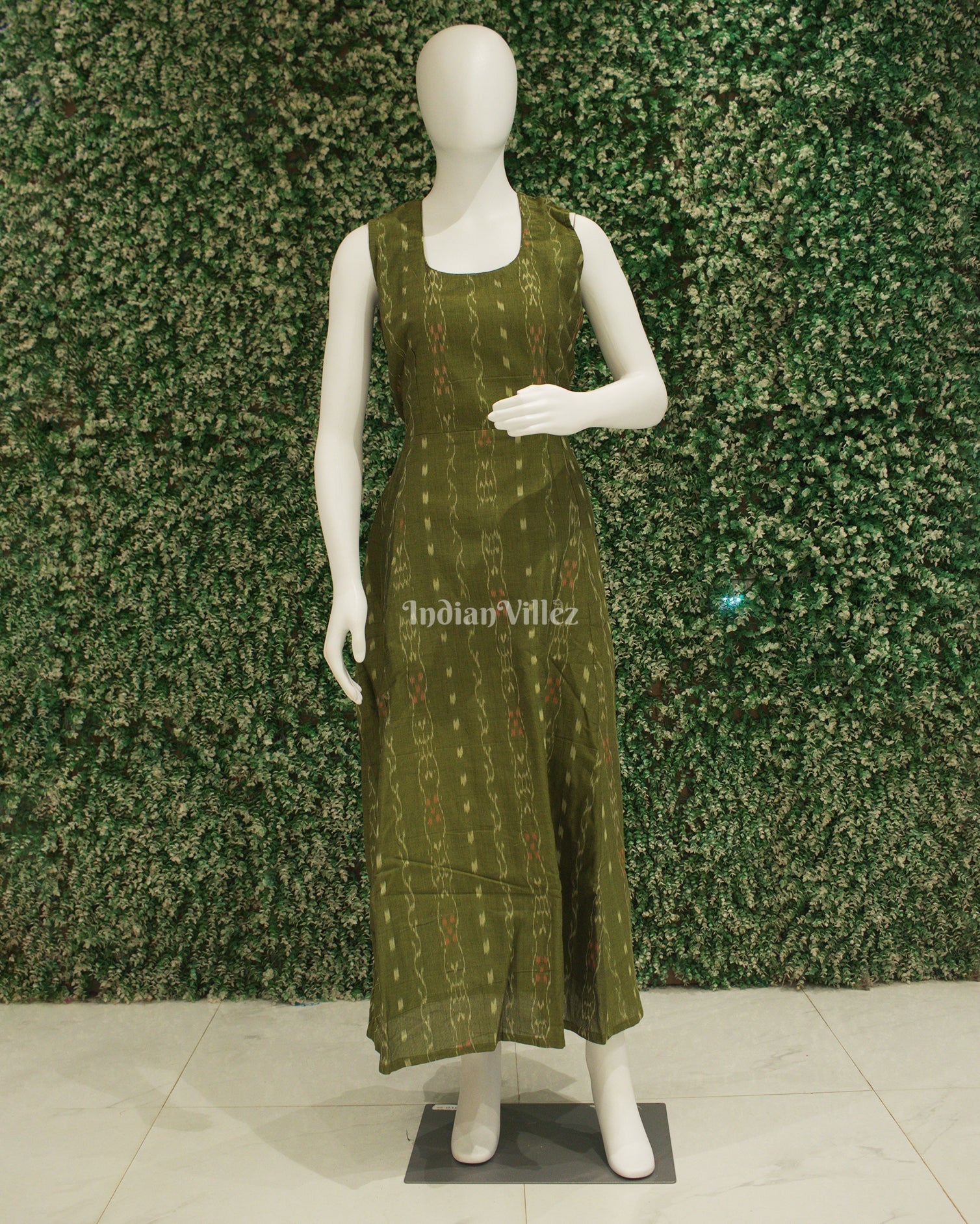 Green Odisha Ikat Designer Long Gown for Women