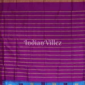 Sky Blue With Maroon Tribal Design Bomkai Sambalpuri Silk Saree