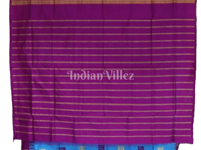 Sky Blue With Maroon Tribal Design Bomkai Sambalpuri Silk Saree