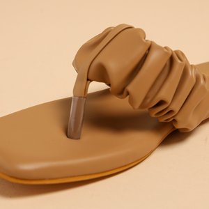 Almond Buff Gathered Flats