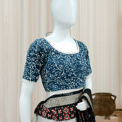 Blue Jodhpuri Block Print Cotton Blouse