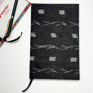 Black Butta design Handmade Ikat Woven Cotton Fabric Cover Diary