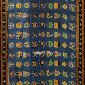 Peacock Blue With Pasapali Border Nabarangi Nabakothi Khandua Silk Saree