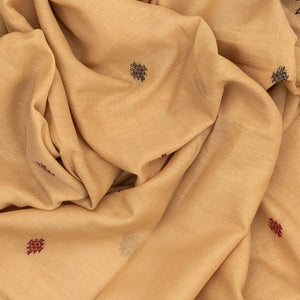 Beige Handloom Bengal Cotton Saree With Temple Border