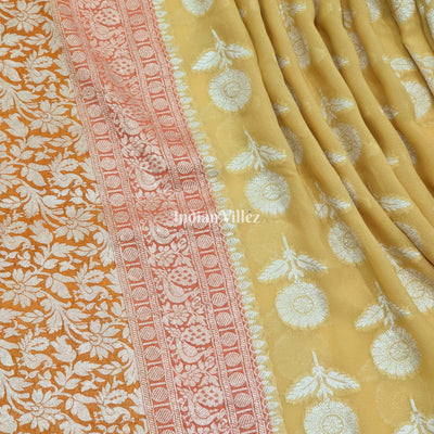 Sandal Color Banarasi Khaddi Georgette Saree With Tassels