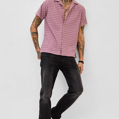 Pink Box Fit Stripes Shirt