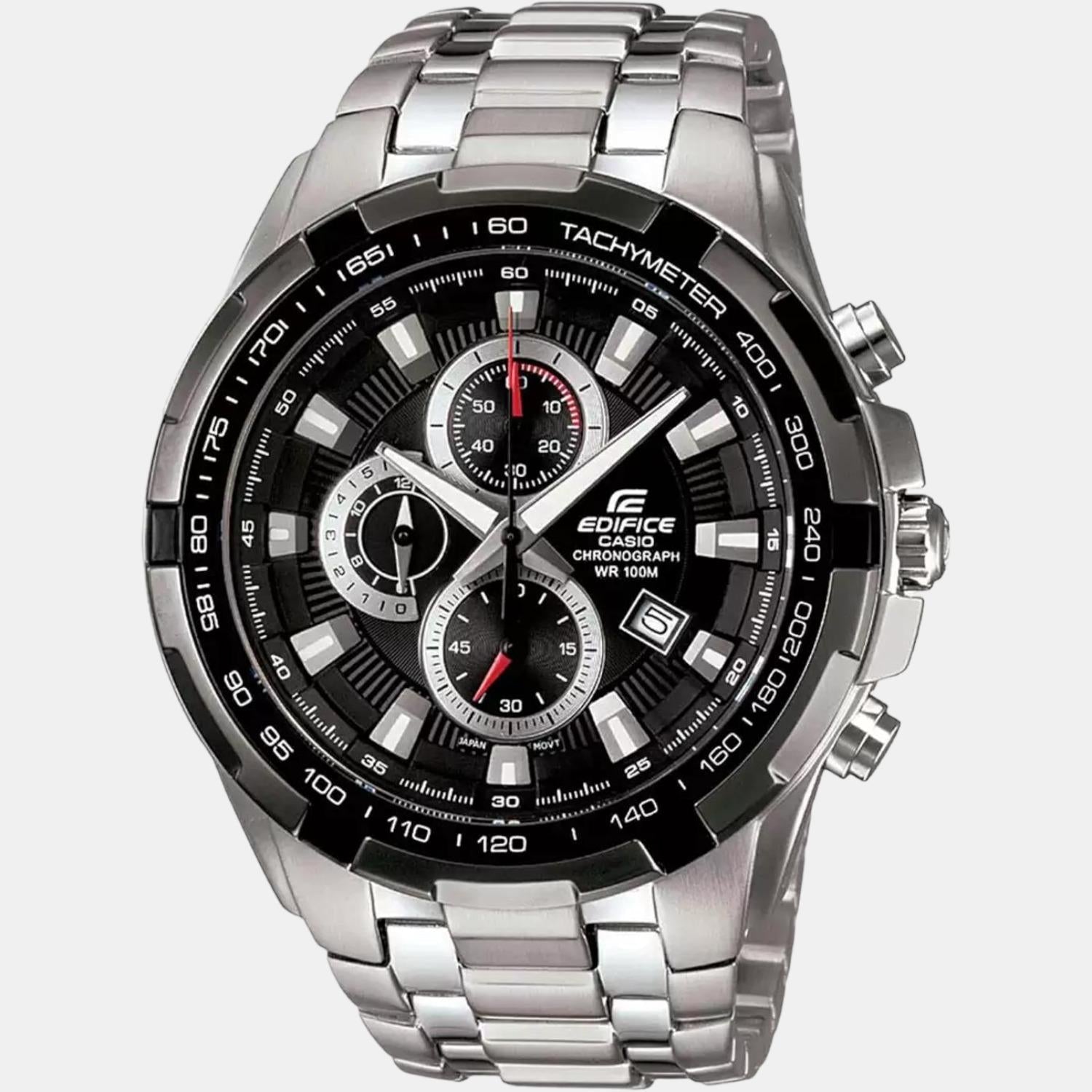 Edifice Men Quartz Black Dial Chronograph Stainless Steel Watch ED369