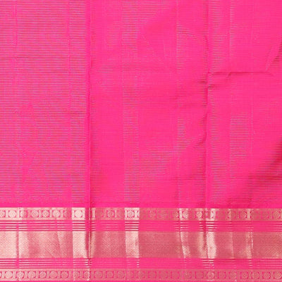 Blue checked silk saree with self traditional zari border & striped zari design pallu