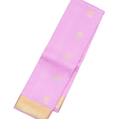 Lavender Handloom Kanchipuram Silk Saree With Meena Buttas