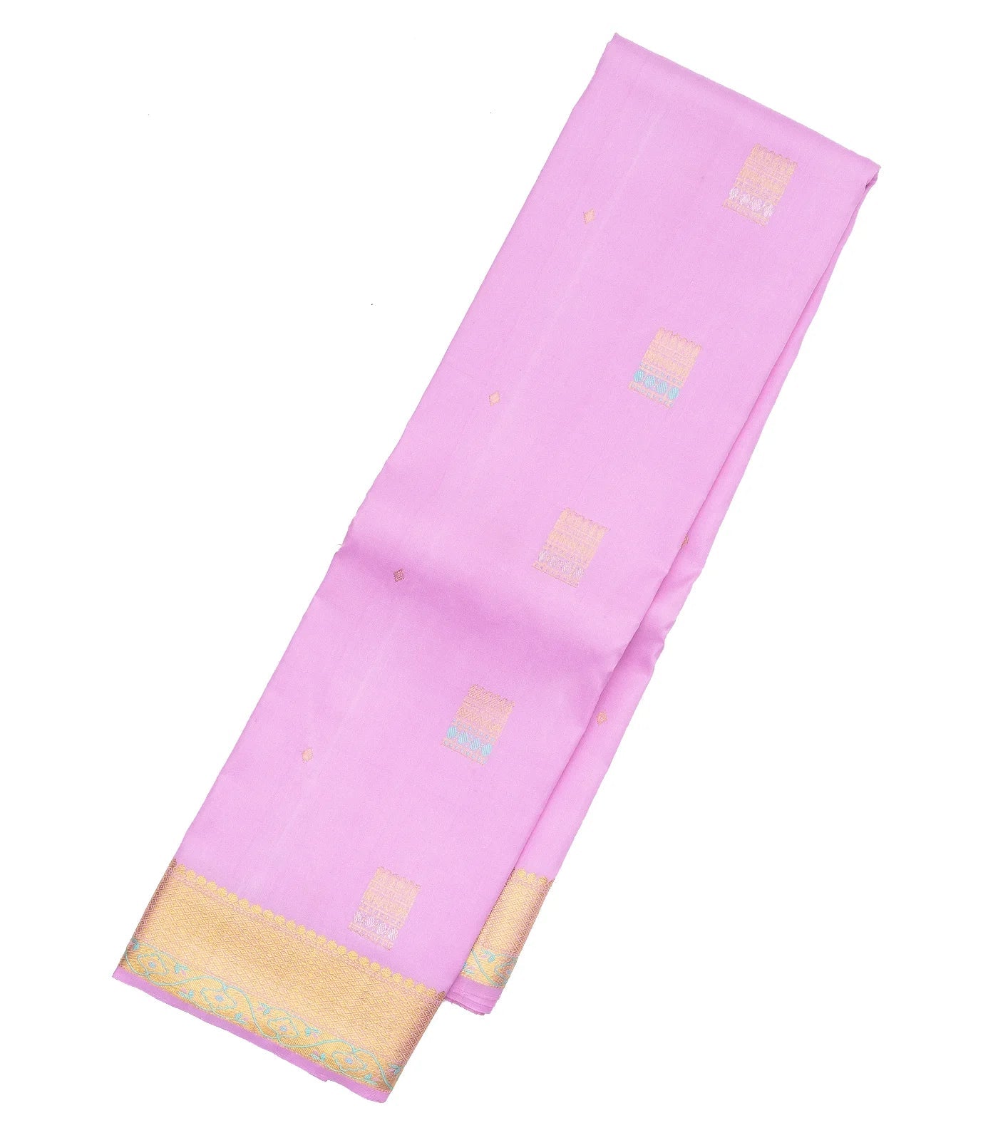 Lavender Handloom Kanchipuram Silk Saree With Meena Buttas