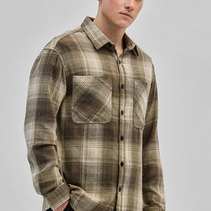 Brown Double Pocket Flannel Overshirt
