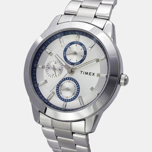 Fashion Men Quartz Silver Dial Multi-Function Stainless Steel Watch TWEG18506