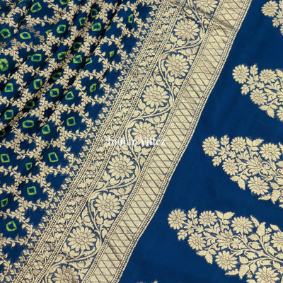 Sea Blue Pure Banarasi Khaddi Georgette Saree