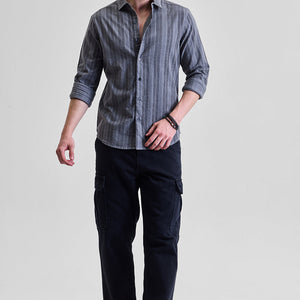 Grey Corduroy Slim Fit Shirt