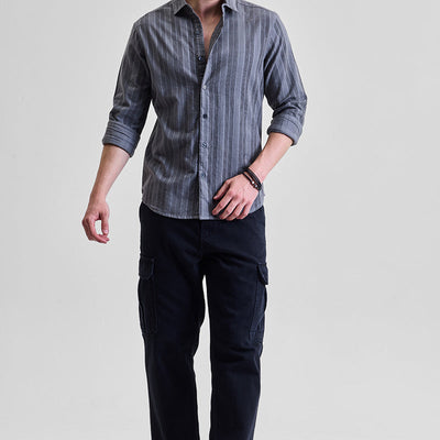 Grey Corduroy Slim Fit Shirt