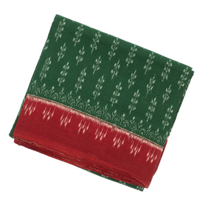 Bottle Green Orissa Cotton Saree With Tie & Dye Motifs