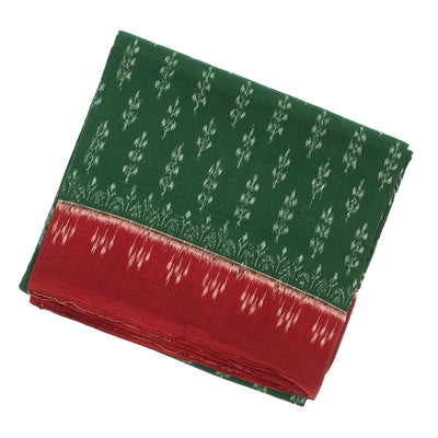 Bottle Green Orissa Cotton Saree With Tie & Dye Motifs