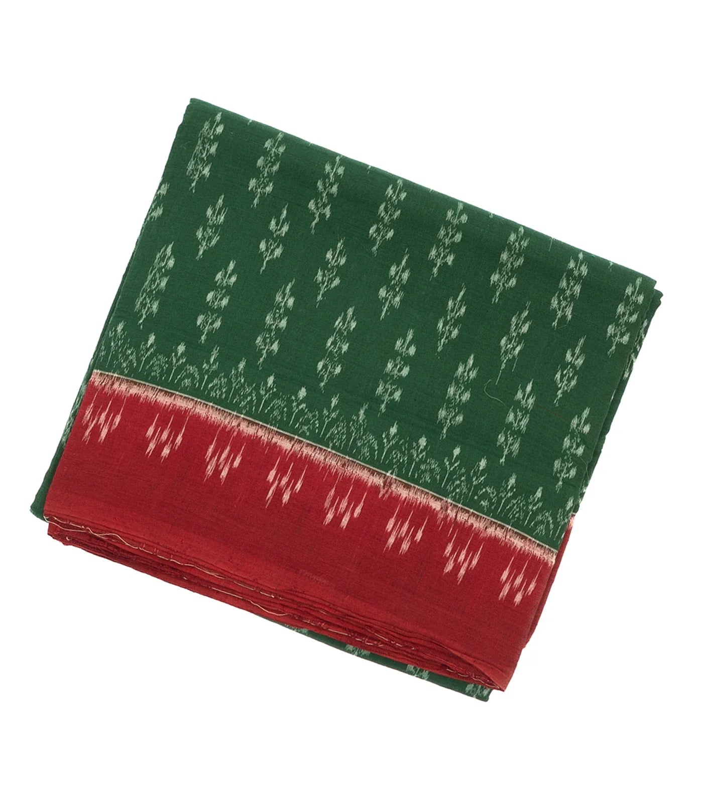 Bottle Green Orissa Cotton Saree With Tie & Dye Motifs