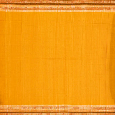 Dark Blue Handloom Orissa Cotton Saree With Mustard Tie & Dye Pallu