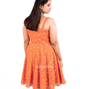 Deep Orange Sambalpuri Odisha Ikat Short Kurti