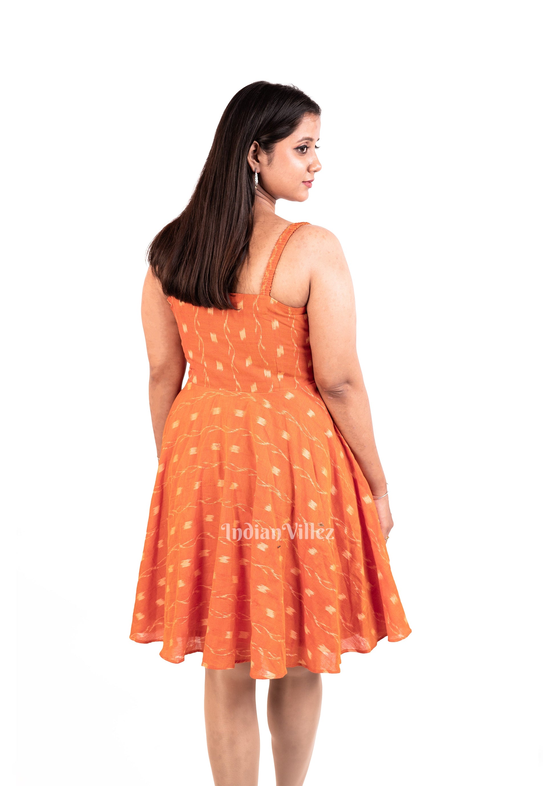 Deep Orange Sambalpuri Odisha Ikat Short Kurti