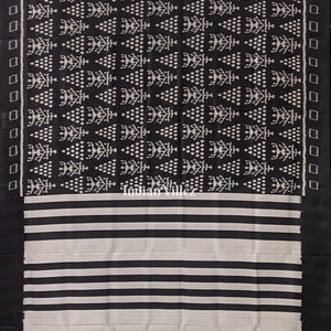 Black White Tribal Jhoti Contemporary Silk Saree