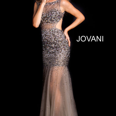 Beaded Sheer Fitted Sleeveless Gown by Jovani 171100